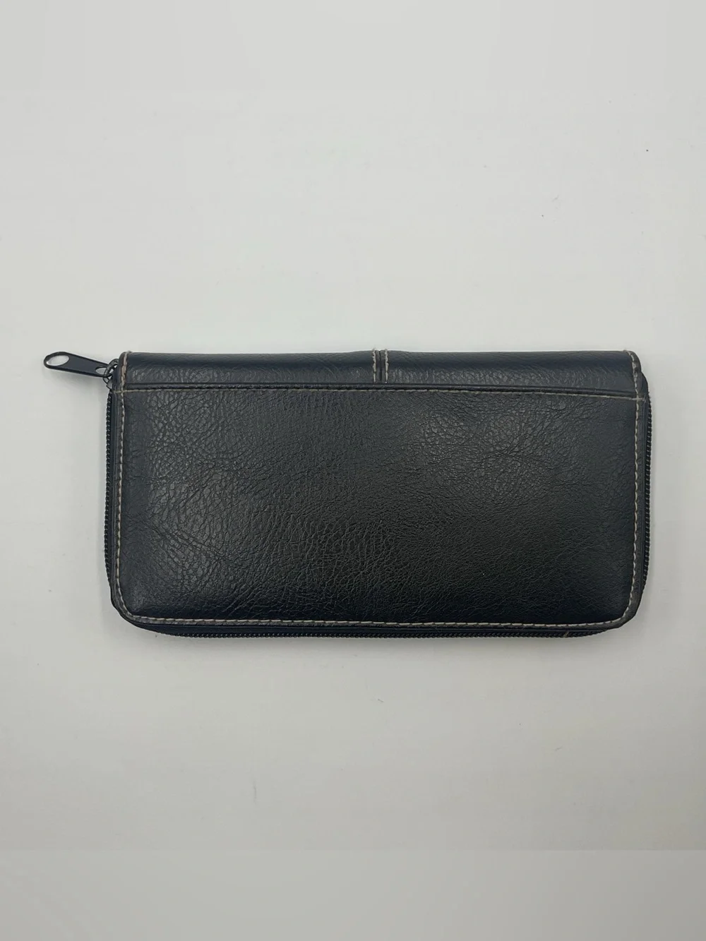 Vintage Rosetti Black Faux Leather Zip Around Clutch Wallet Organizer Pockets